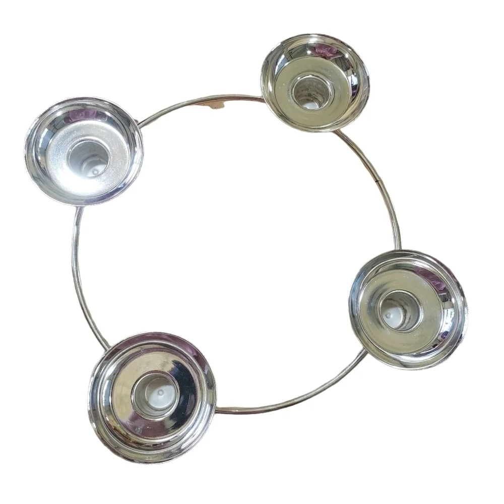 Partylite quartet candelabra silver circular pattern candle holder - Picture 4 of 9